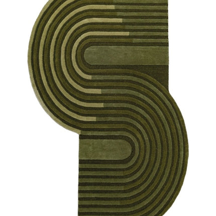 Moderne vloerkleden - Flair Rugs vloerkleed Conway Retro Shaped Olijf - Vloerkledenloods