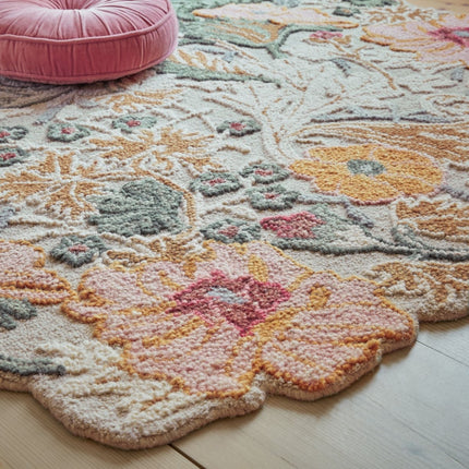 Moderne vloerkleden - Flair Rugs vloerkleed Daphne Shaped Floral Roze - Vloerkledenloods