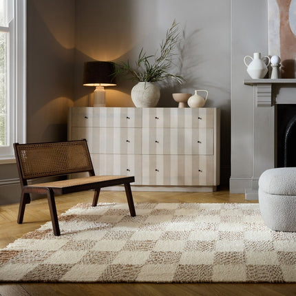 Moderne vloerkleden - Flair Rugs vloerkleed Eric Checkboard Rug Beige Naturel - Vloerkledenloods