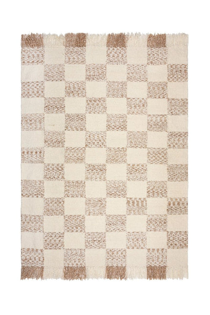 Moderne vloerkleden - Flair Rugs vloerkleed Eric Checkboard Rug Beige Naturel - Vloerkledenloods