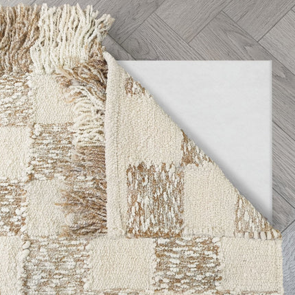 Moderne vloerkleden - Flair Rugs vloerkleed Eric Checkboard Rug Beige Naturel - Vloerkledenloods