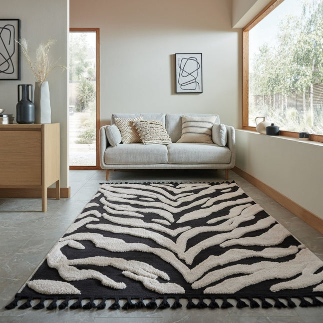 Moderne vloerkleden - Flair Rugs vloerkleed Esra Zebra Monochroom - Vloerkledenloods