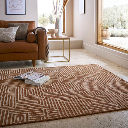 Moderne vloerkleden - Flair Rugs vloerkleed Kylo Circular Knit Terracotta - Vloerkledenloods