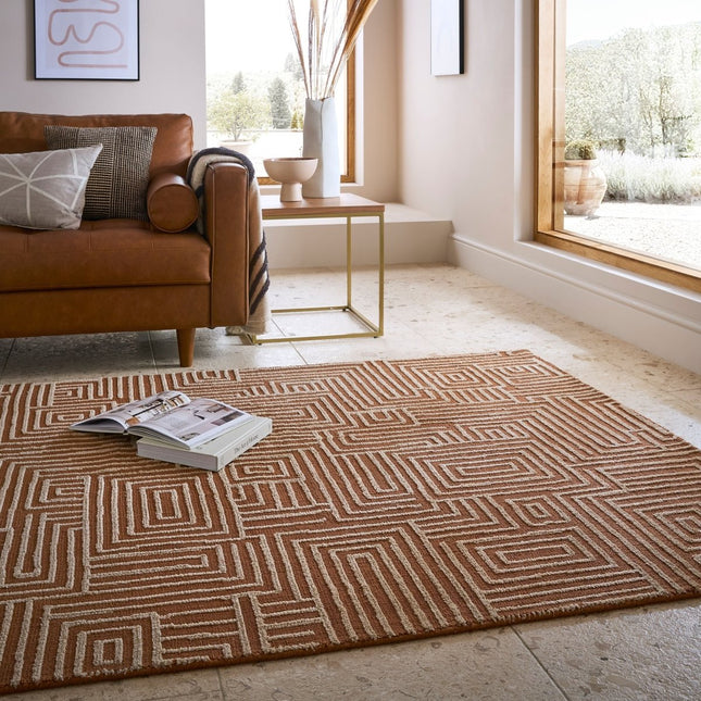 Moderne vloerkleden - Flair Rugs vloerkleed Kylo Circular Knit Terracotta - Vloerkledenloods
