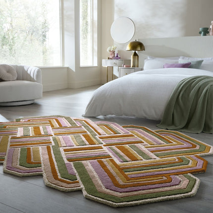 Moderne vloerkleden - Flair Rugs vloerkleed Lattice Shaped Wool Lila - Vloerkledenloods