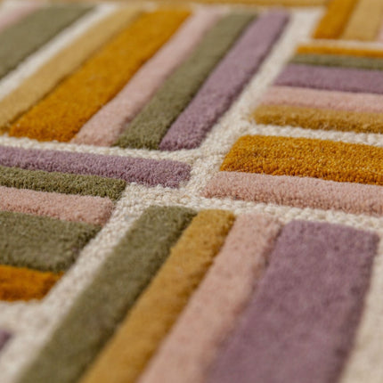 Moderne vloerkleden - Flair Rugs vloerkleed Lattice Shaped Wool Lila - Vloerkledenloods