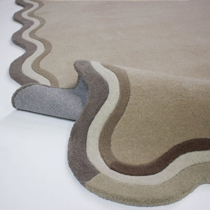 Moderne vloerkleden - Flair Rugs vloerkleed Leo Scallop Border Naturel - Vloerkledenloods
