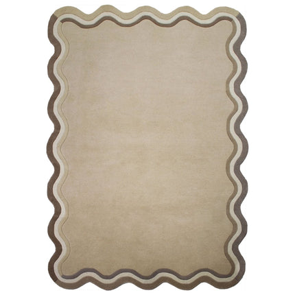 Moderne vloerkleden - Flair Rugs vloerkleed Leo Scallop Border Naturel - Vloerkledenloods