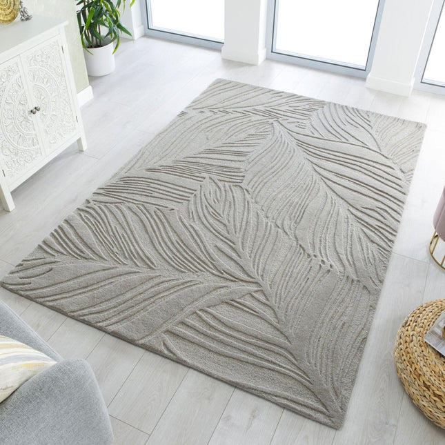 Moderne vloerkleden - Flair Rugs vloerkleed Lino Leaf Grijs - Vloerkledenloods