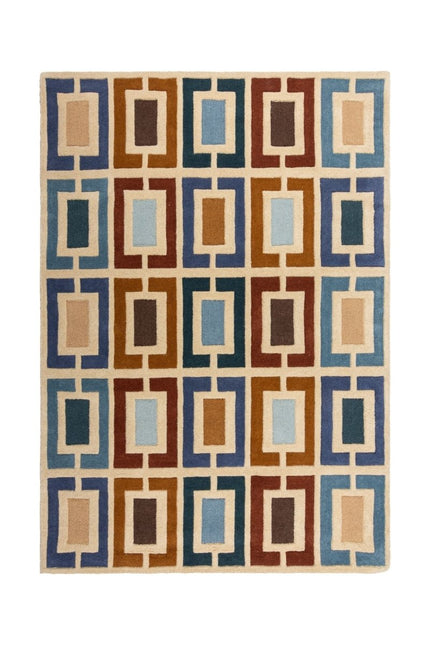 Moderne vloerkleden - Flair Rugs vloerkleed Retro Blocks Blauw Multi - Vloerkledenloods