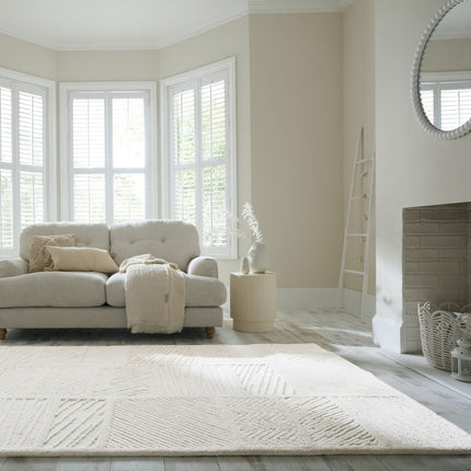Moderne vloerkleden - Flair Rugs vloerkleed Sculptured Blocks Wit - Vloerkledenloods