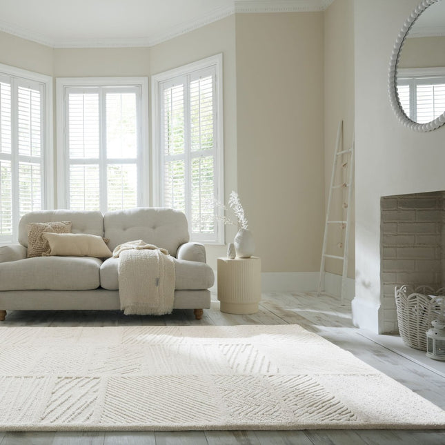 Moderne vloerkleden - Flair Rugs vloerkleed Sculptured Blocks Wit - Vloerkledenloods