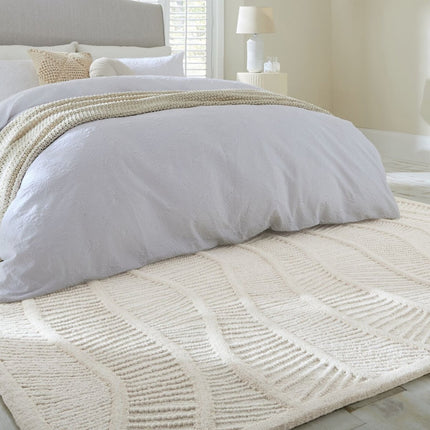 Moderne vloerkleden - Flair Rugs vloerkleed Sculptured Wave Wit - Vloerkledenloods