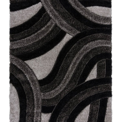 Moderne vloerkleden - Flair Rugs vloerkleed Velvet Carved Grijs Zwart - Vloerkledenloods