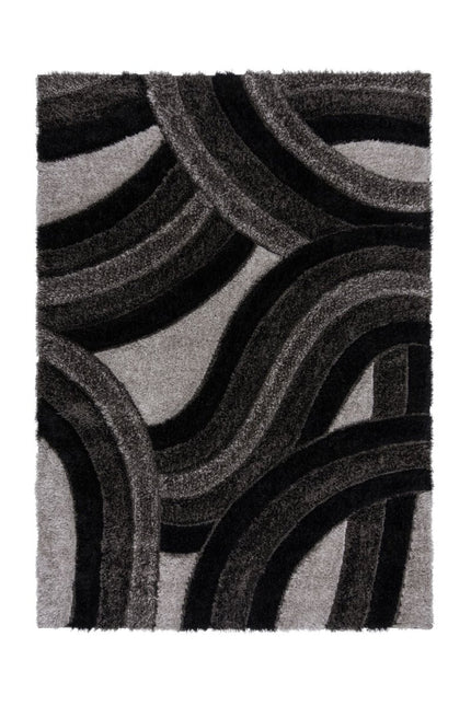 Moderne vloerkleden - Flair Rugs vloerkleed Velvet Carved Grijs Zwart - Vloerkledenloods