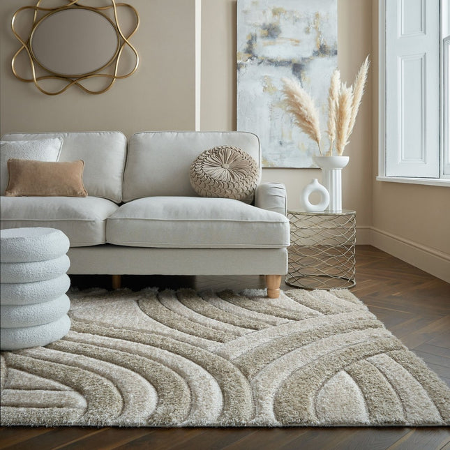 Moderne vloerkleden - Flair Rugs vloerkleed Velvet Carved Naturel - Vloerkledenloods