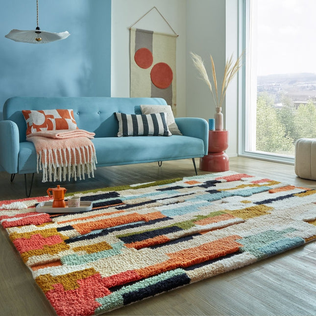 Moderne vloerkleden - Flair Rugs vloerkleed Zagora Geo Shaggy Multi - Vloerkledenloods