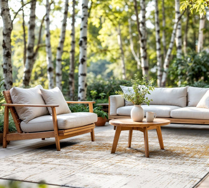 Moderne vloerkleden - In - en outdoor vloerkleed Griff Columbus Gold 8419 - Louis de Poortere - Vloerkledenloods