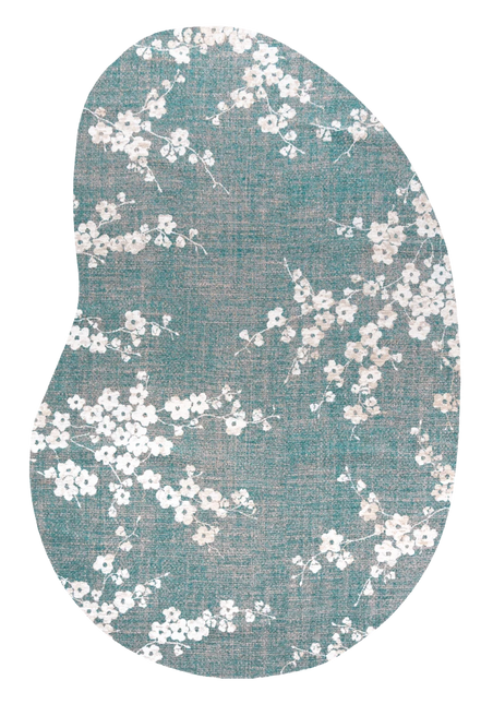 Moderne vloerkleden - Organisch vloerkleed Sakura Lake Blue 9850 - Louis De Poortere - Vloerkledenloods