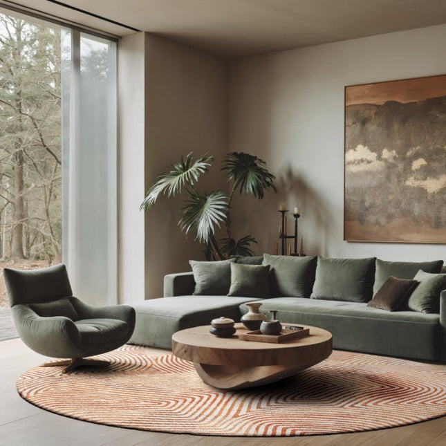 Moderne vloerkleden - Rond vloerkleed Coral Indian Sand 9800 - Louis De Poortere - Vloerkledenloods
