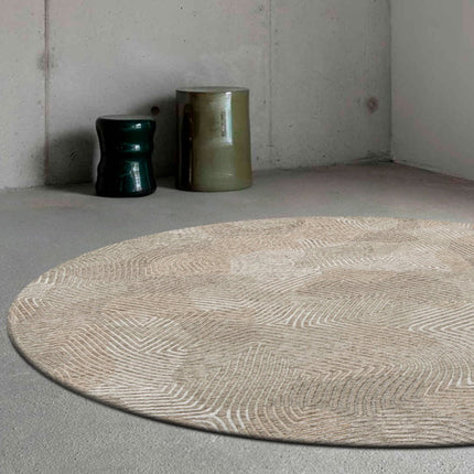 Moderne vloerkleden - Rond vloerkleed Coral Shell Beige 9229 - Louis De Poortere - Vloerkledenloods