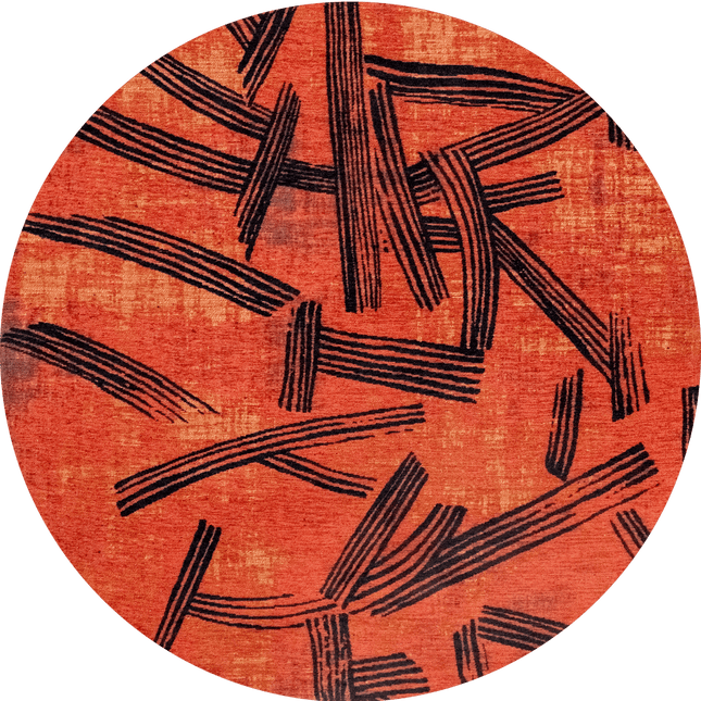 Moderne vloerkleden - Rond vloerkleed Kanji Ginger Chocolate 2069 - Louis De Poortere - Vloerkledenloods