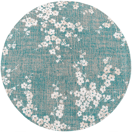 Moderne vloerkleden - Rond vloerkleed Sakura Lake Blue 9850 - Louis De Poortere - Vloerkledenloods