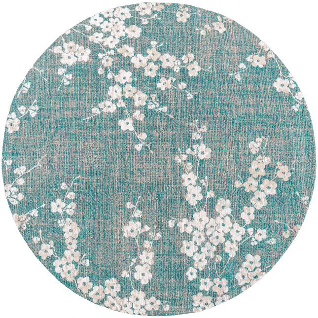 Moderne vloerkleden - Rond vloerkleed Sakura Lake Blue 9850 - Louis De Poortere - Vloerkledenloods