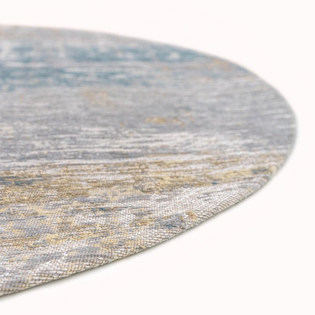 Moderne vloerkleden - Rond vloerkleed Streaks Long Island Blue 8718 - Louis De Poortere - Vloerkledenloods