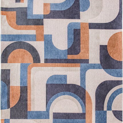 Moderne vloerkleden - Vloerkleed Module Camel Blue 9196 - Louis De Poortere - Vloerkledenloods