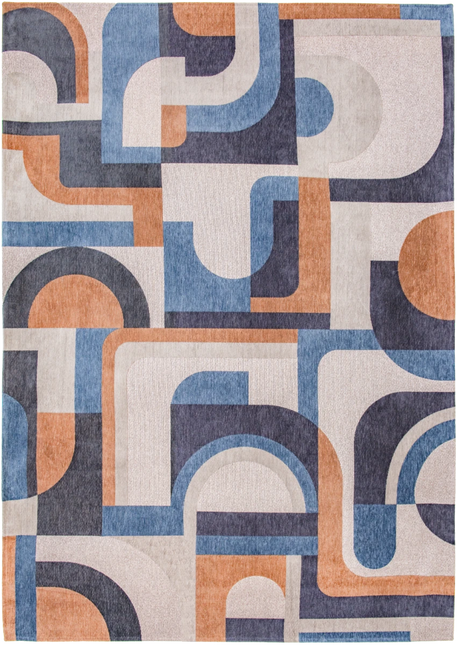 Moderne vloerkleden - Vloerkleed Module Camel Blue 9196 - Louis De Poortere - Vloerkledenloods