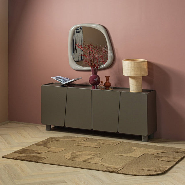 Moderne vloerkleden - Woood vloerkleed Livo Viscose/Wol Bruin 170x240cm - Vloerkledenloods