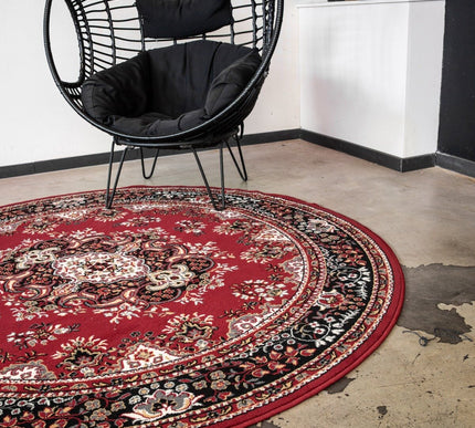 Rond Vintage vloerkleed Nain Perzisch Rood