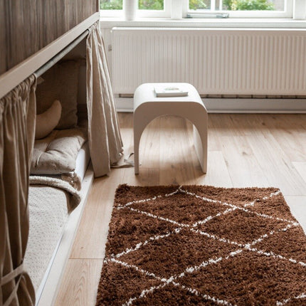 berber vloerkleed hoogpolig roest/cream - scandinavisch - nea