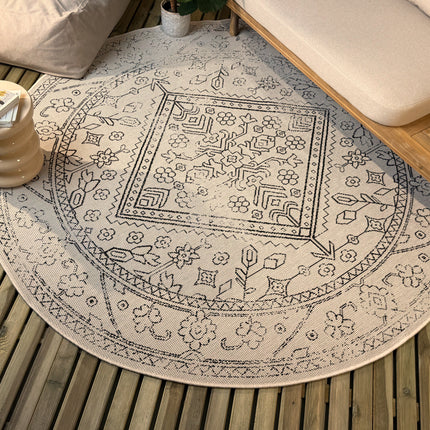 Rond buitenkleed Nova zwart/wit - Interieur05