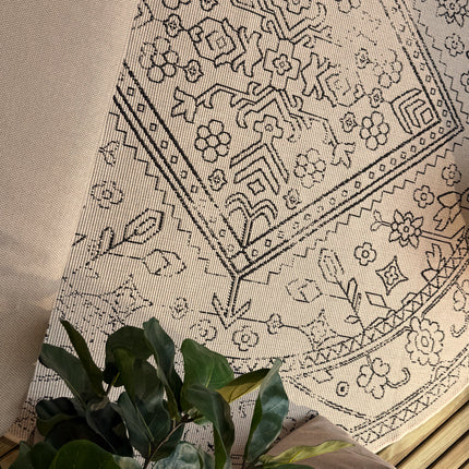 Rond buitenkleed Nova zwart/wit - Interieur05