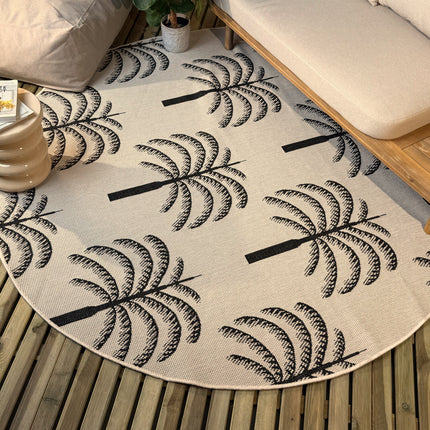 Rond buitenkleed Oase zwart/wit - Interieur05
