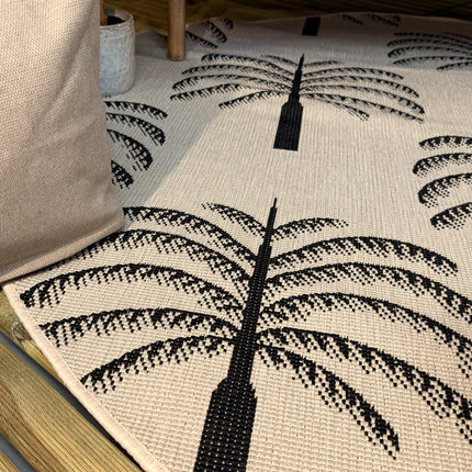Rond buitenkleed Oase zwart/wit - Interieur05