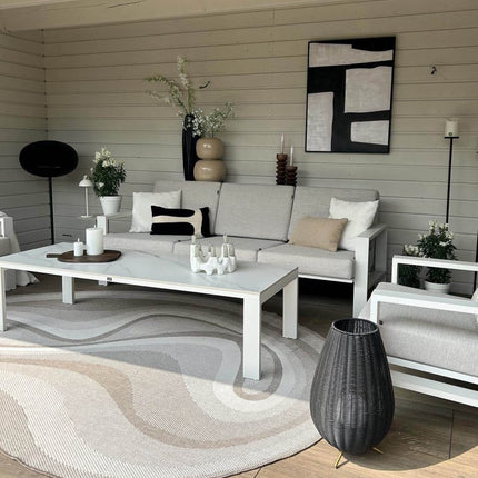 Organisch gevormd buitenkleed Loop Stone Linnen - Vloerkledenloods