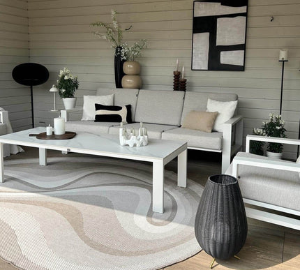 Organisch gevormd buitenkleed Loop Stone Linnen - Vloerkledenloods