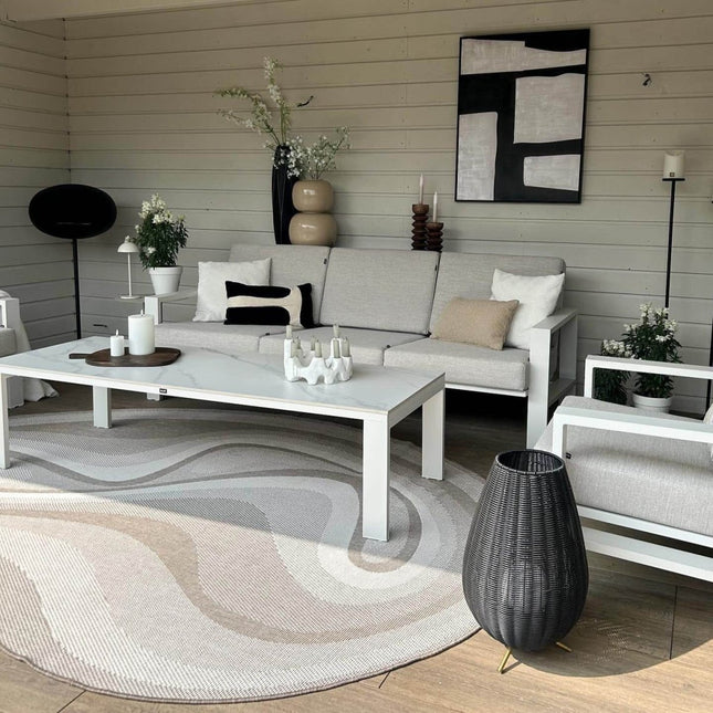 Organisch gevormd buitenkleed Loop Stone Linnen - Vloerkledenloods