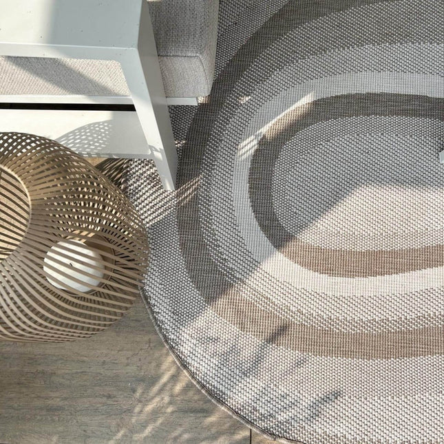Organisch gevormd buitenkleed Loop Stone Linnen - Vloerkledenloods