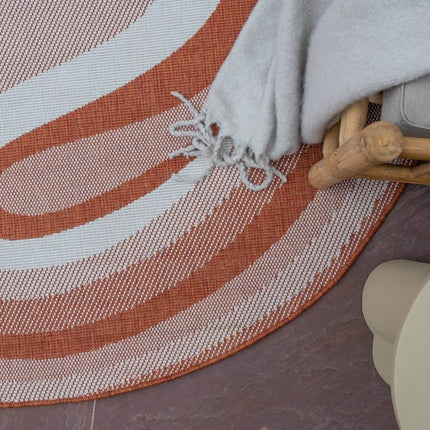 Organisch gevormd buitenkleed Loop Stone Roest - Vloerkledenloods
