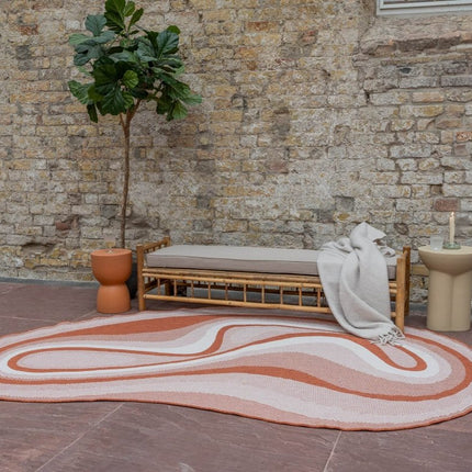 Organisch gevormd buitenkleed Loop Stone Roest - Vloerkledenloods