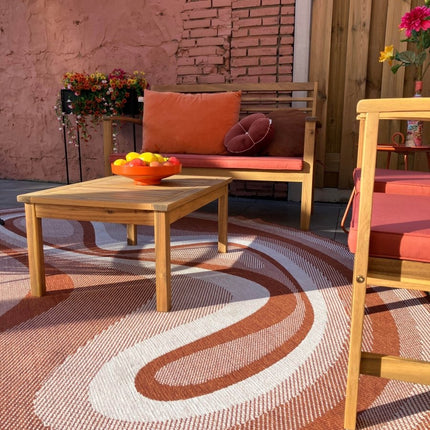 Organisch gevormd buitenkleed Loop Stone Roest - Vloerkledenloods
