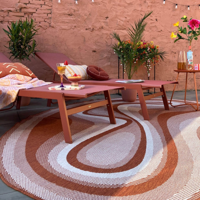 Organisch gevormd buitenkleed Loop Stone Roest - Vloerkledenloods