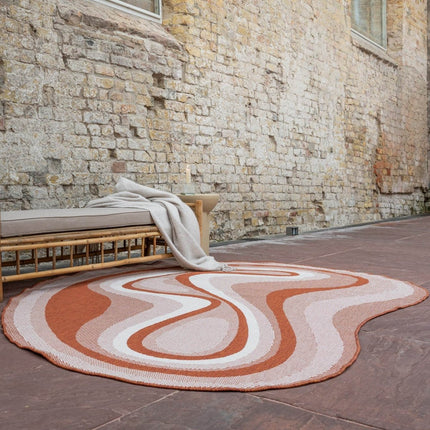 Organisch gevormd buitenkleed Loop Stone Roest - Vloerkledenloods