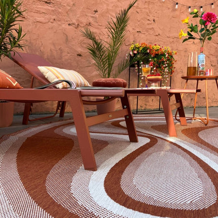 Organisch gevormd buitenkleed Loop Stone Roest - Vloerkledenloods