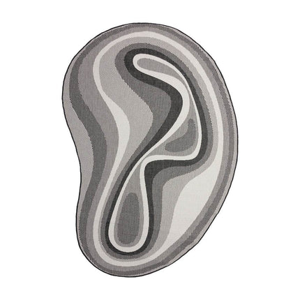 Organisch gevormd buitenkleed Loop Stone Zwart - Vloerkledenloods