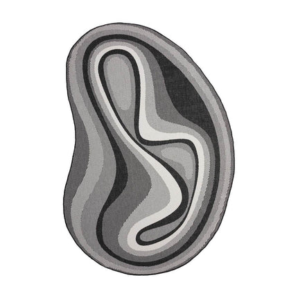 Organisch gevormd buitenkleed Loop Stone Zwart - Vloerkledenloods